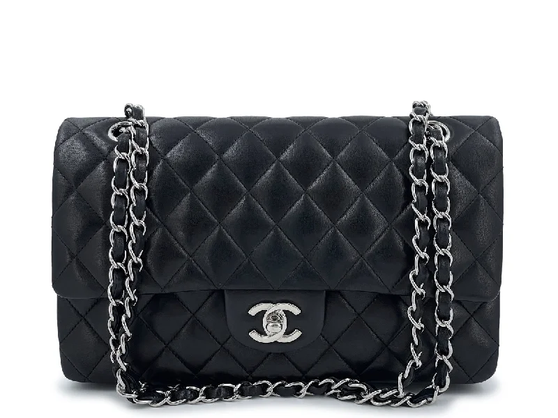 Chanel bags with gold, silver, and pearl accentsChanel Black Lambskin Medium Classic Double Flap Bag SHW