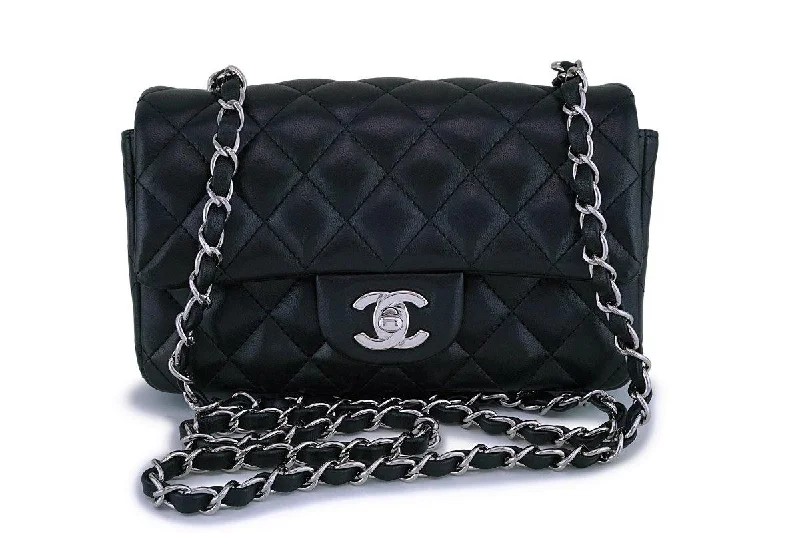 Chanel bags with modern touchesChanel Black Lambskin Rectangular Mini Classic Flap Bag SHW