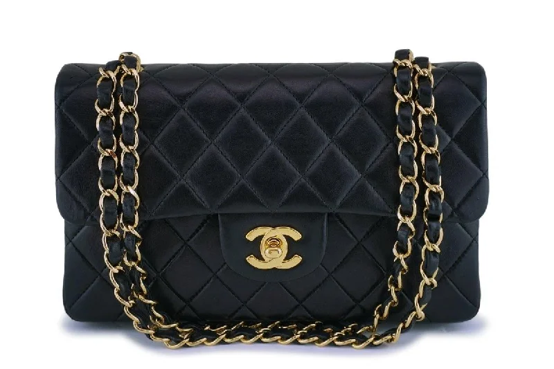 Chanel bags for a polished and professional appearanceChanel Black Lambskin Small Classic Double Flap Bag 24k GHW