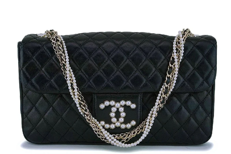 Chanel bags in luxury boutiques worldwideChanel Black Lambskin Westminster Pearls Classic Flap Bag GHW