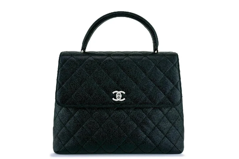 Chanel bags with modern touchesChanel Black Large Caviar Classic Quilted Kelly Flap Bag SHW