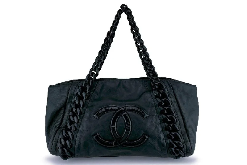 Chanel Handbag with Adjustable Strap for ComfortChanel Black Large Luxury Modern Resin Chain Jumbo Tote Bag