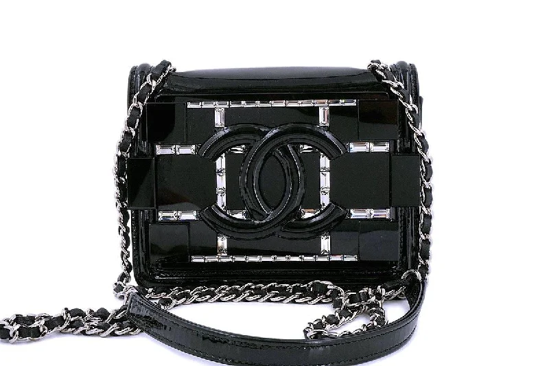 Chanel bags with adjustable chain strapsChanel Black Ultra Mini Flap Bag Lego with Emerald-Baguette Crystals