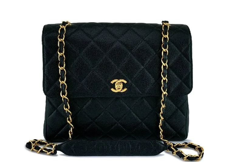 Chanel bags with intricate metal hardwareChanel Black Vintage Caviar Classic Crossbody Flap Bag 24k GHW