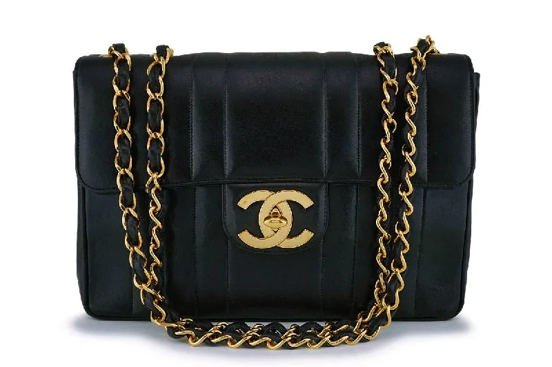 Chanel Vintage Inspired Handbag for Retro LoversChanel Black Vintage Lambskin Mademoiselle Jumbo Classic Flap Bag 24k GHW