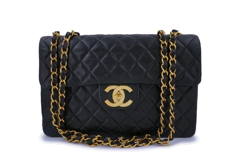 Chanel bags with classic and elegant designsChanel Black Vintage Lambskin Maxi "Jumbo XL" Classic Flap Bag 24k GHW