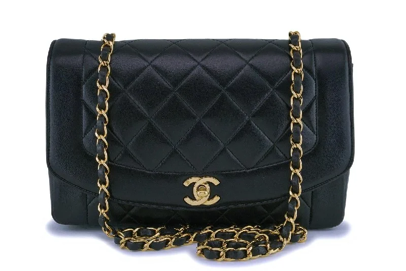 Chanel bags with exclusive seasonal releasesChanel Black Vintage Lambskin Medium Diana Classic Flap Bag 24k GHW