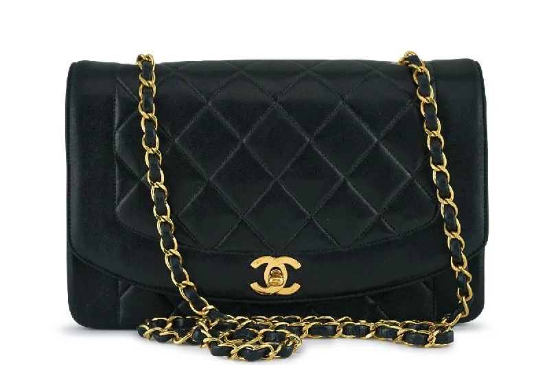 Chanel bags with gold, silver, and pearl accentsChanel Black Vintage Quilted Classic "Diana" Shoulder Flap Bag 24k GHW