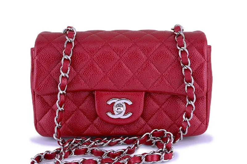 Chanel bags with the perfect balance of luxury and functionalityChanel Caviar Pearly Red Classic Quilted Rectangular Mini 2.55 Flap Bag SHW