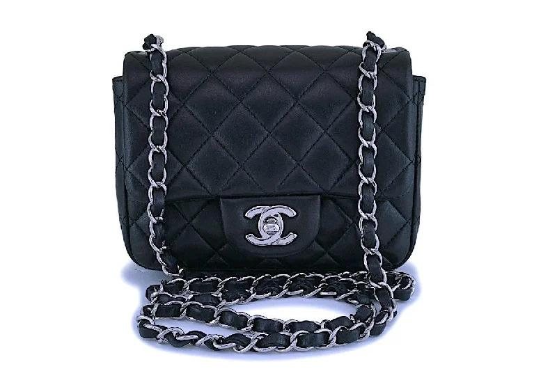 Chanel bags available at online luxury retaileChanel Classic Mini Square Black Lambskin Crossbody Bag SHW