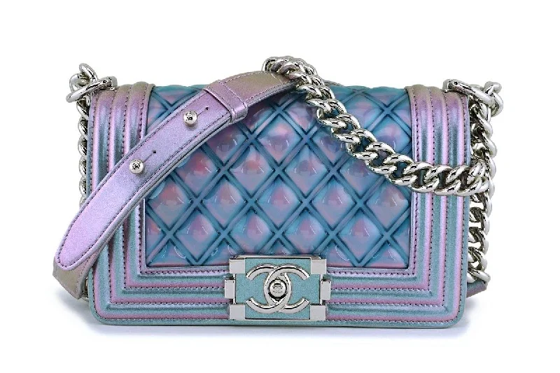 Chanel Small Crossbody Bag for TravelChanel Iridescent Purple Mermaid Small Water Boy Flap Bag