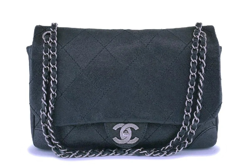 Chanel bags as wedding day accessoriesChanel Black Distressed Caviar Outdoor Ligne Flap Bag RHW