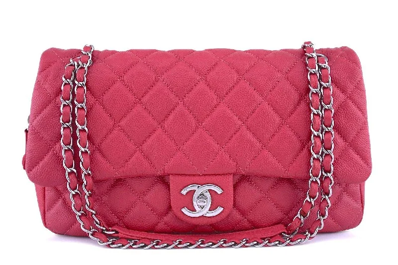 Chanel Designer Handbag with Unique DesignChanel Rose Pink Caviar Jumbo Classic Easy Flap Bag