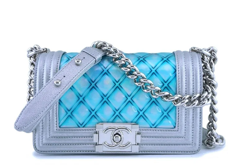 Chanel bags for the minimalist fashionChanel Turquoise Blue Silver Small Classic Mermaid Water Boy Bag