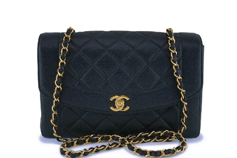 Chanel bags with classic and elegant designsChanel Vintage Black Caviar Classic Diana Flap Bag 24k GHW