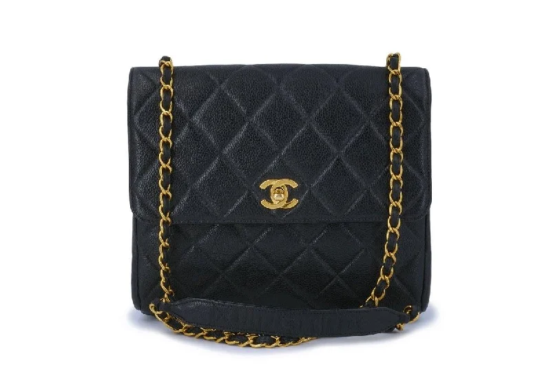 Chanel bags as wedding day accessoriesChanel Vintage Black Caviar Medium Crossbody Flap Bag 24k GHW