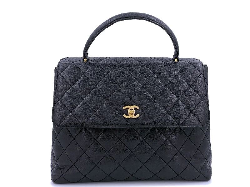 Chanel bags for women with minimalist styleChanel Vintage Black Caviar Kelly Top Handle Bag 24k GHW