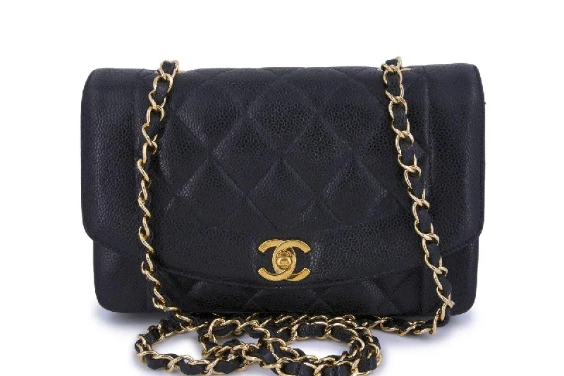 Chanel bags for women who love timeless fashionChanel Vintage Black Caviar Small Classic Diana Flap Bag 24k GHW