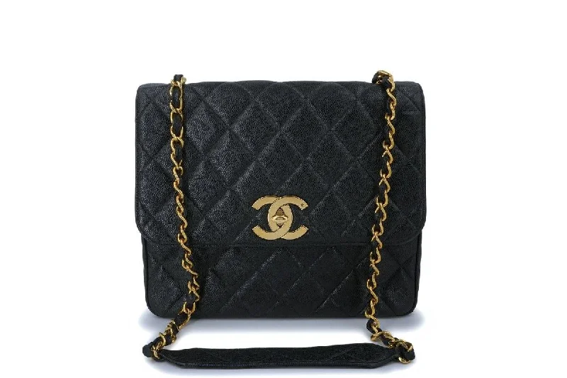 Chanel classicChanel Vintage Black Caviar Tall Crossbody Flap Bag 24k GHW