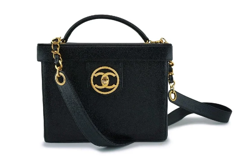 Chanel bags for women who love timeless fashionChanel Vintage Black Caviar Vanity Cosmetics Case Box Shoulder Bag 24k GHW