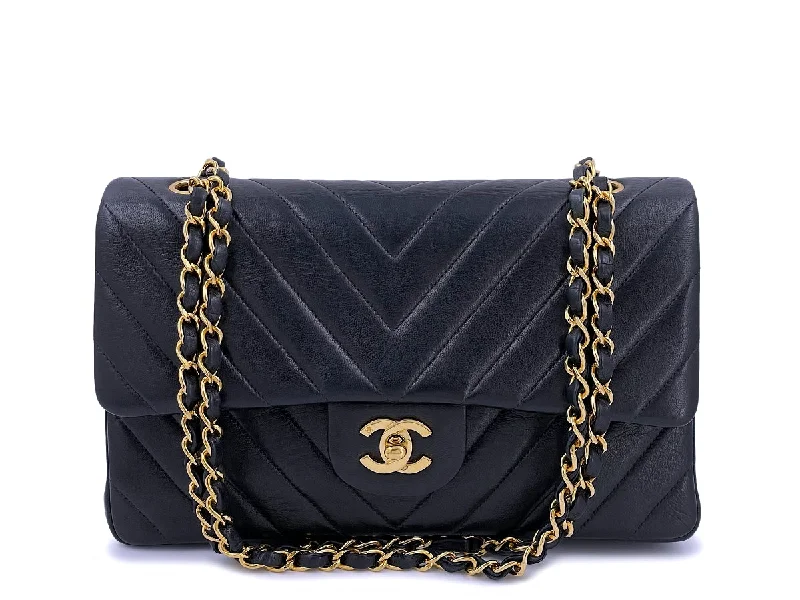 Chanel Small Crossbody Bag for TravelChanel Vintage Black Chevron Medium Classic Double Flap Bag 24k GHW