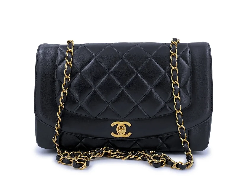 Chanel New Arrival Handbag with Gold HardwareChanel Vintage Black Diana Flap Bag Medium Lambskin 24k GHW