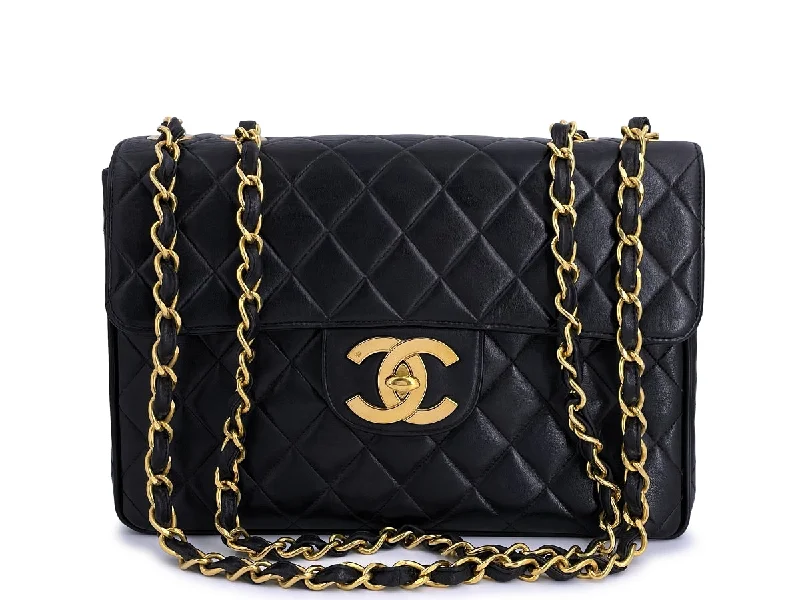 Chanel classicChanel Vintage Black Jumbo Classic Flap Bag 24k GHW