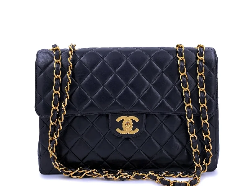 Chanel Quilted Leather Shoulder Bag for FashionistasChanel Vintage Black Jumbo Classic Flap Bag Lambskin 24k GHW