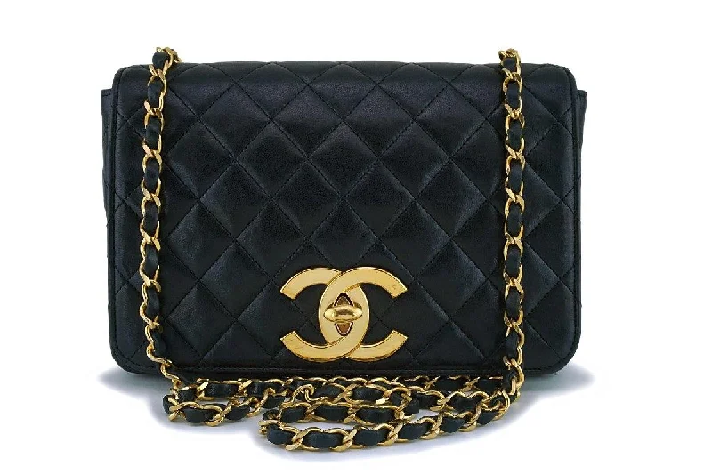 Chanel bags for a polished and professional appearanceChanel Vintage Black Lambskin Big CC Small Classic Flap Bag 24k GHW