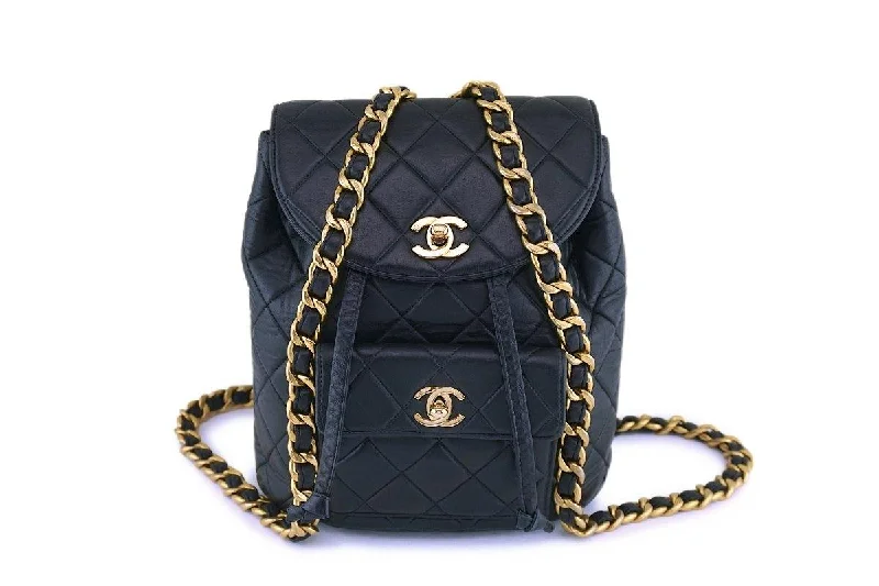 Chanel bags for the minimalist fashionChanel Vintage Black Lambskin Classic Quilted Backpack Bag 24k GHW