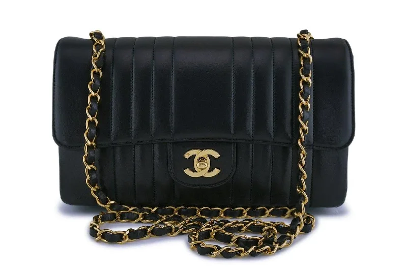 Chanel bags with modern touchesChanel Vintage Black Lambskin Medium Mademoiselle Classic Flap Bag 24k GHW