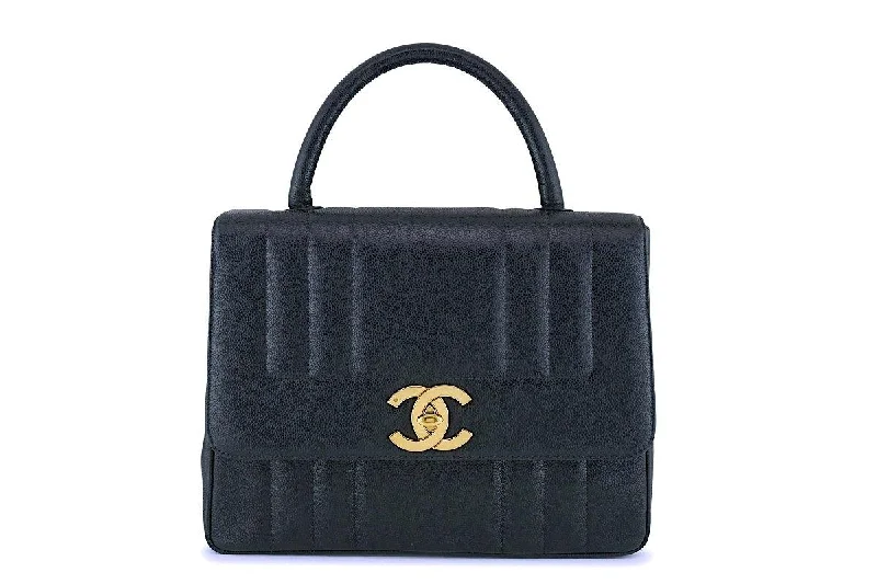 Chanel classicChanel Vintage Black Mademoiselle Caviar Kelly Bag 24k GHW