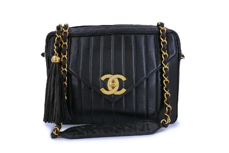 Chanel All - Match Handbag for Versatile StylingChanel Vintage Black Mademoiselle Jumbo XL Camera Flap Bag 24k GHW