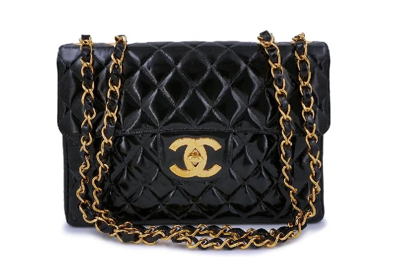 Chanel Vintage Inspired Handbag for Retro LoversChanel Vintage Black Patent Jumbo Classic Flap Bag 24k GHW