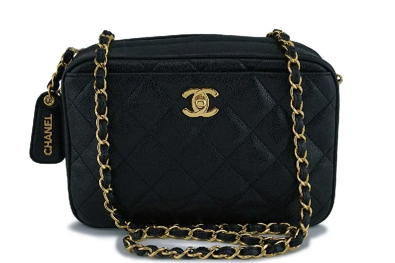 Chanel Colorful Handbag for Spring OutfitsChanel Vintage Black Quilted Caviar Classic Camera Case Bag GHW