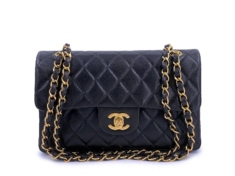 Chanel bags with exclusive seasonal designs and materialsChanel Vintage Black Small Classic Double Flap Bag Lambskin 24k GHW