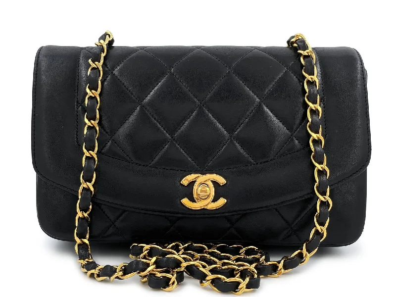 Chanel bags with the perfect balance of luxury and functionalityChanel Vintage Black Small Diana Bag Lambskin 24k GHW