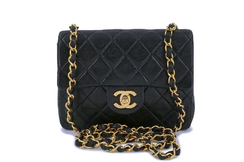 Chanel bags for women who appreciate fine craftsmanshipChanel Vintage Black Square Mini Classic Flap Bag 24k GHW