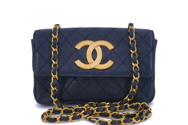 Chanel bags with iconic stitching detailsChanel Vintage Navy Blue Rectangular Mini Flap Bag 24k GHW