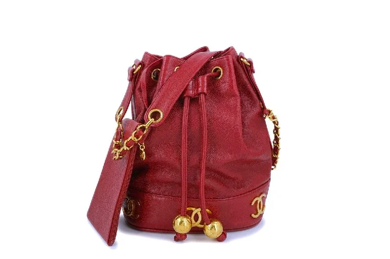 Chanel Black Handbag for Business MeetingsChanel Vintage Red Caviar Drawstring Bucket Bag 24k GHW