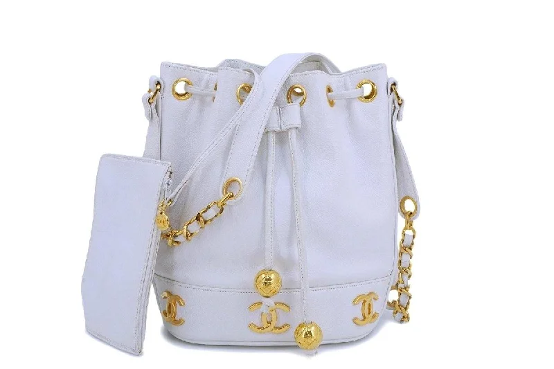 Chanel Limited Edition Handbag for CollectorsChanel Vintage White Caviar Small Drawstring Tote Bag 24k GHW