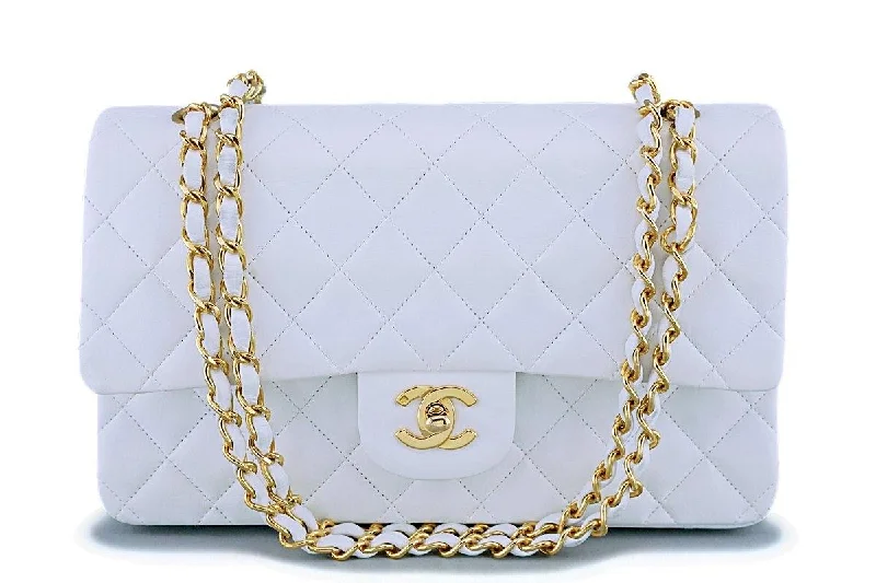 Chanel leather bags for everydChanel White Lambskin Medium Classic Double Flap Bag 24k GHW