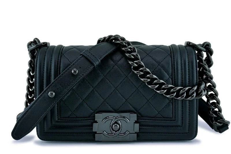 Chanel Chain Strap Handbag for Everyday UseNew 18C Chanel So Black Small Boy Classic Flap Bag