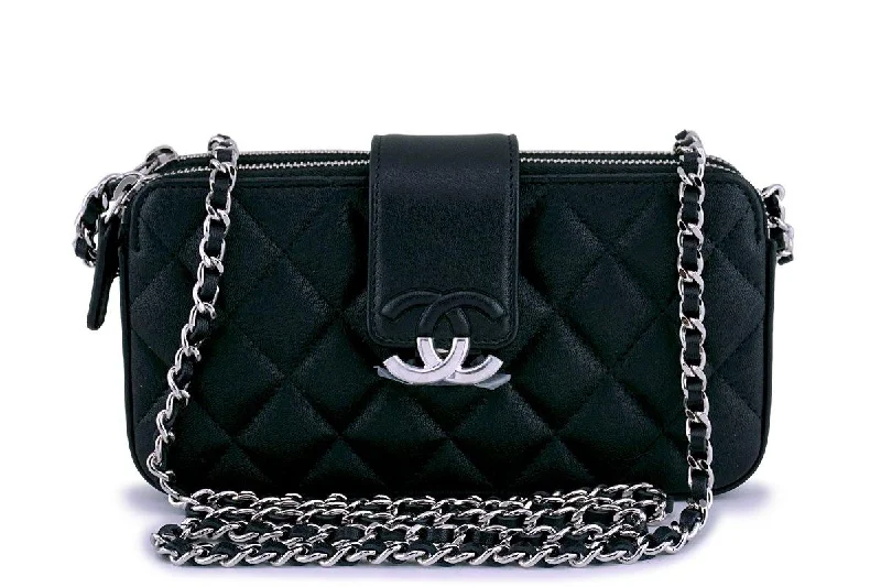 Chanel bags that pair perfectly with any outfitNew 18P Chanel Black CC Double Zip Clutch Wallet on Chain WOC Bag