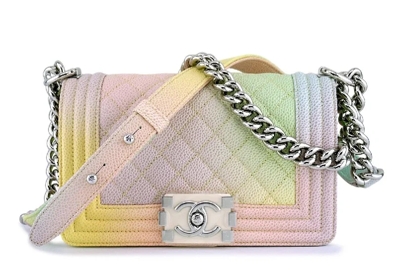 Chanel bags for those who value investment piecesNew 18P Chanel Pastel Rainbow Caviar Classic Boy Flap Bag