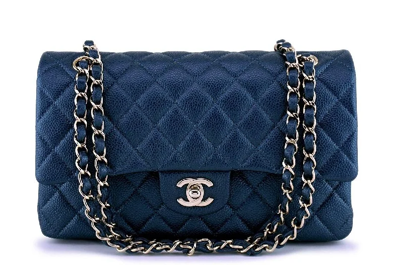 Chanel Black Handbag for Business MeetingsNew 18S Chanel Pearly Navy Blue Caviar Medium Classic Double Flap Bag GHW