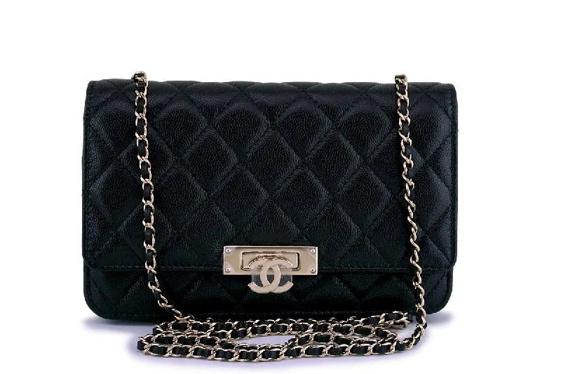 Chanel bags for women who love timeless fashionNew Chanel Black Caviar Golden Class Classic Wallet on Chain WOC Flap Bag