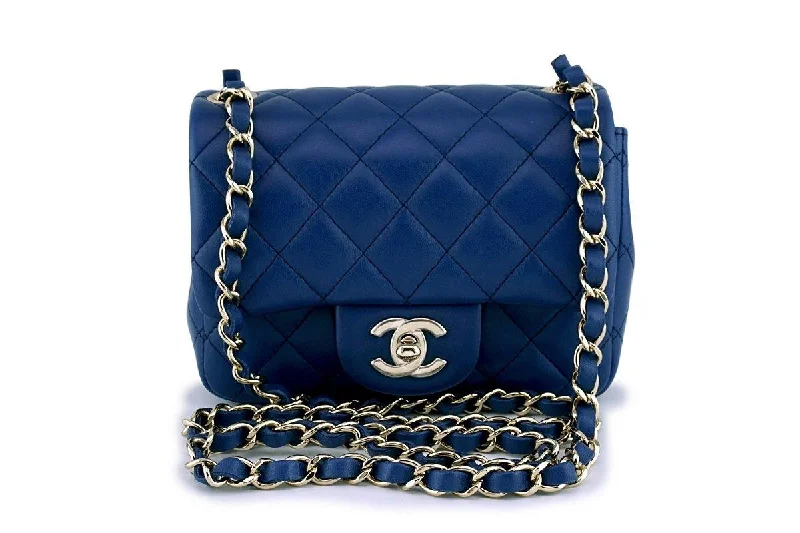 Chanel bags with adjustable chain strapsNIB 18C Chanel Blue Classic Quilted Square Mini 2.55 Flap Bag GHW