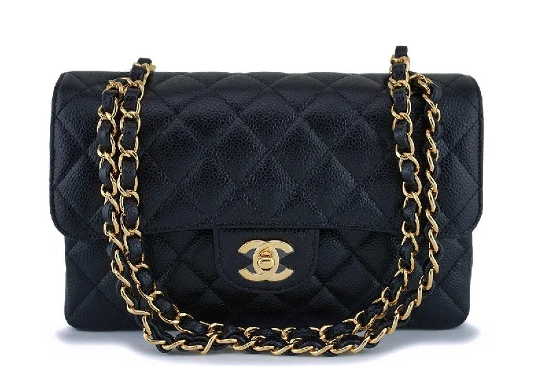 Chanel Designer Handbag with Unique DesignNIB Chanel Black Caviar Small Classic Double Flap Bag GHW