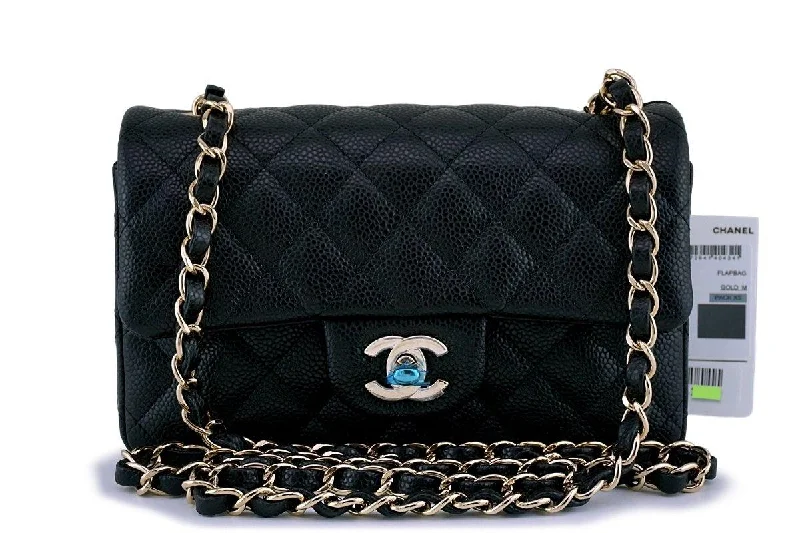 Chanel bags for women with a taste for high fashionNWT 18S Chanel Black Caviar Classic  Rectangular Mini 2.55 Flap Bag GHW